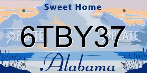 6TBY37 Alabama License Plate