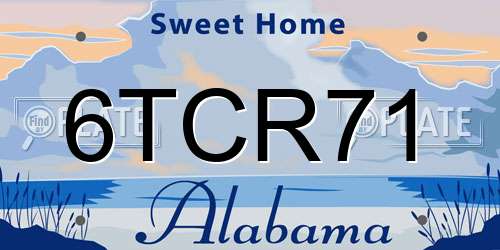 6TCR71 Alabama License Plate