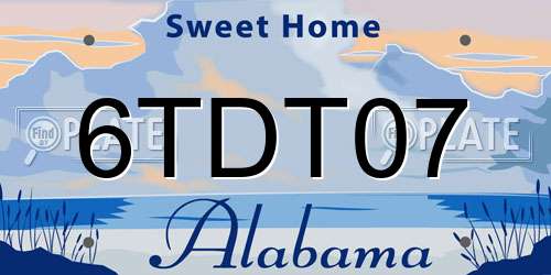 6TDT07 Alabama License Plate