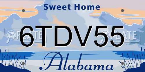 6TDV55 Alabama License Plate