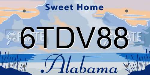 6TDV88 Alabama License Plate
