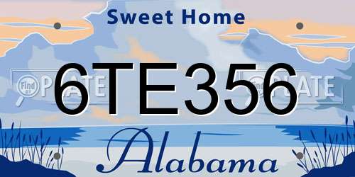 6TE356 Alabama License Plate