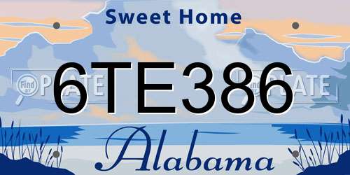 6TE386 Alabama License Plate