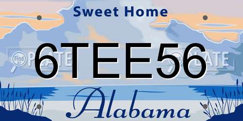 6TEE56 Alabama License Plate