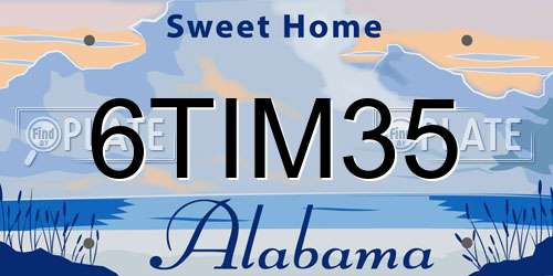 6TIM35 Alabama License Plate