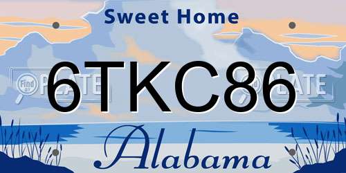 6TKC86 Alabama License Plate