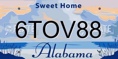 6TOV88 Alabama License Plate