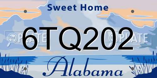 6TQ202 Alabama License Plate