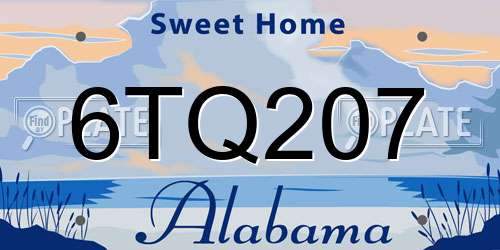 6TQ207 Alabama License Plate