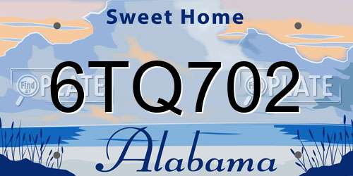6TQ702 Alabama License Plate