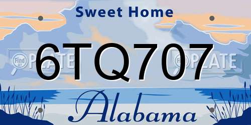 6TQ707 Alabama License Plate