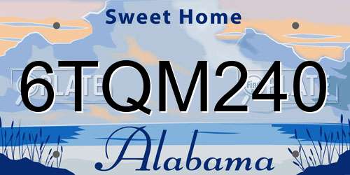 6TQM240 Alabama License Plate
