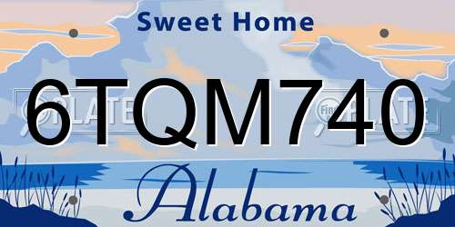 6TQM740 Alabama License Plate