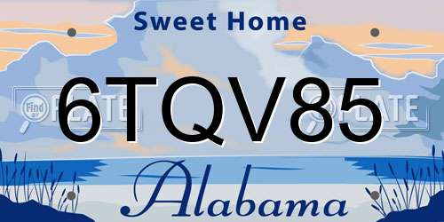 6TQV85 Alabama License Plate