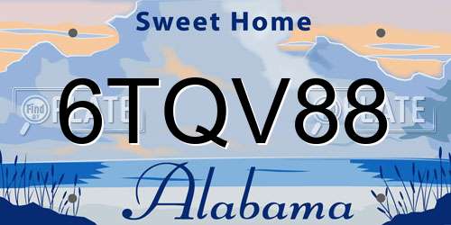 6TQV88 Alabama License Plate