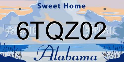 6TQZ02 Alabama License Plate