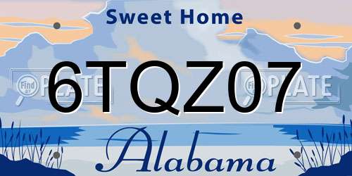 6TQZ07 Alabama License Plate