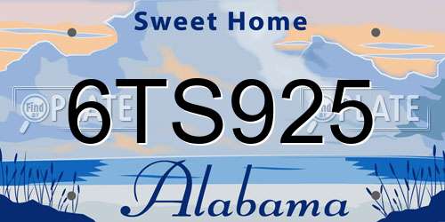 6TS925 Alabama License Plate