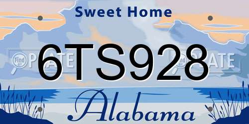 6TS928 Alabama License Plate