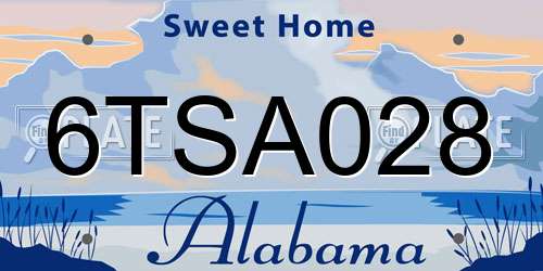 6TSA028 Alabama License Plate