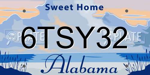 6TSY32 Alabama License Plate