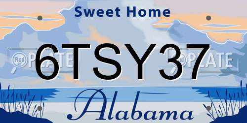 6TSY37 Alabama License Plate