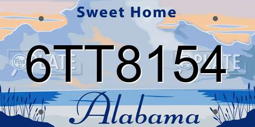 6TT8154 Alabama License Plate