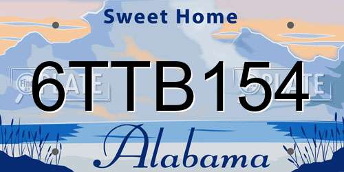 6TTB154 Alabama License Plate