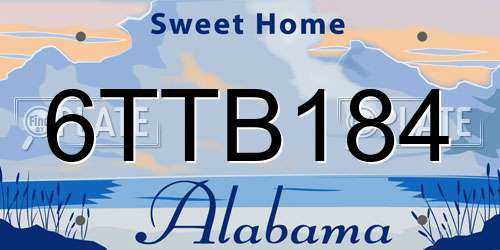6TTB184 Alabama License Plate