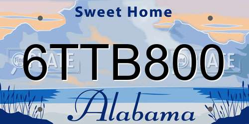 6TTB800 Alabama License Plate
