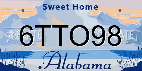 6TTO98 Alabama License Plate