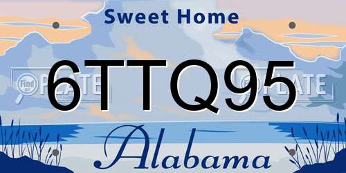 6TTQ95 Alabama License Plate