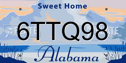 6TTQ98 Alabama License Plate