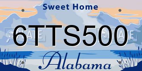 6TTS500 Alabama License Plate