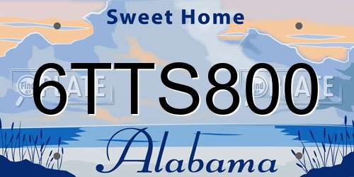 6TTS800 Alabama License Plate
