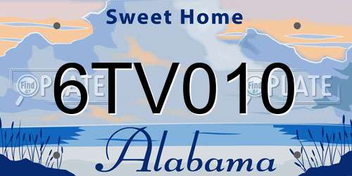 6TV010 Alabama License Plate