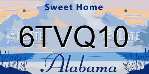 6TVQ10 Alabama License Plate
