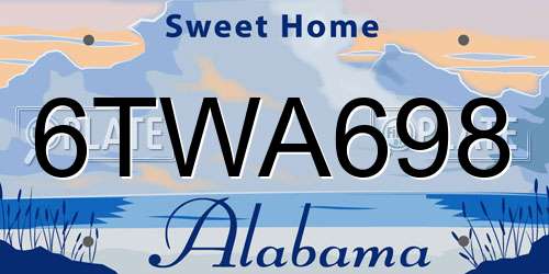 6TWA698 Alabama License Plate
