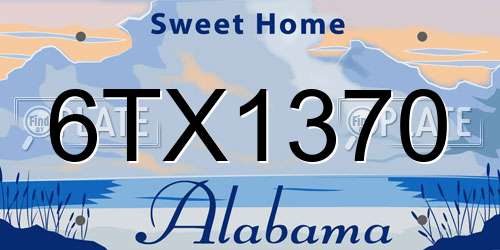 6TX1370 Alabama License Plate