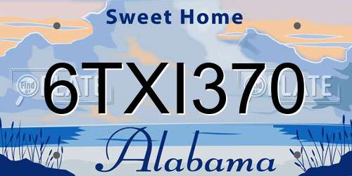 6TXI370 Alabama License Plate