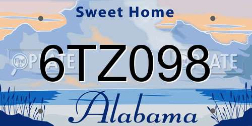 6TZ098 Alabama License Plate