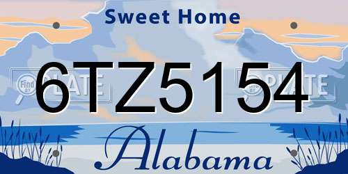 6TZ5154 Alabama License Plate