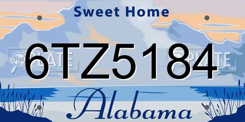 6TZ5184 Alabama License Plate