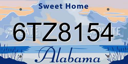 6TZ8154 Alabama License Plate