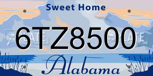 6TZ8500 Alabama License Plate