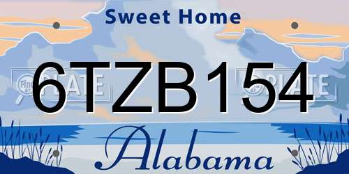 6TZB154 Alabama License Plate