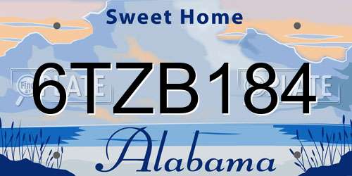 6TZB184 Alabama License Plate