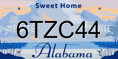 6TZC44 Alabama License Plate