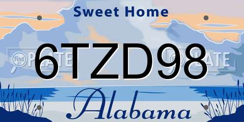 6TZD98 Alabama License Plate