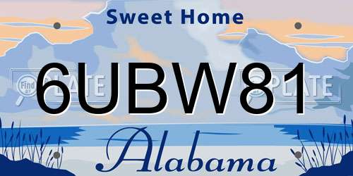 6UBW81 Alabama License Plate